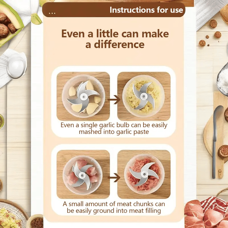 Mincely™ – Cordless One-Button Mini Electric Garlic Chopper &amp; Food Mincer + 50% OFF