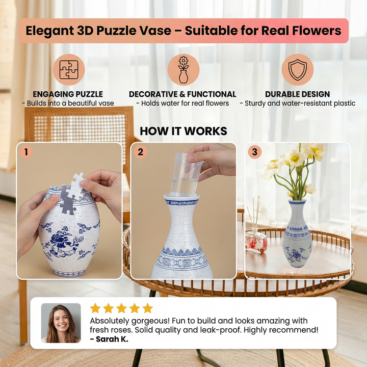 The AuraBloom 3D Puzzle Vase — Build Your Own Elegant Decor + 50% OFF