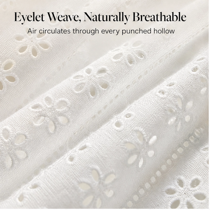 Willowbrae™ – Eyelet V-Neck Tied-Sleeve Midi Dress with Hidden Pockets + 50% OFF
