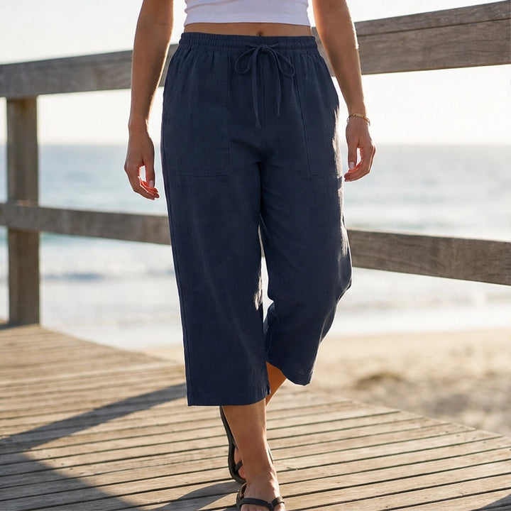 Willowdrift™ – Breezy Cotton-Linen Wide-Leg Cropped Pants + 50% OFF