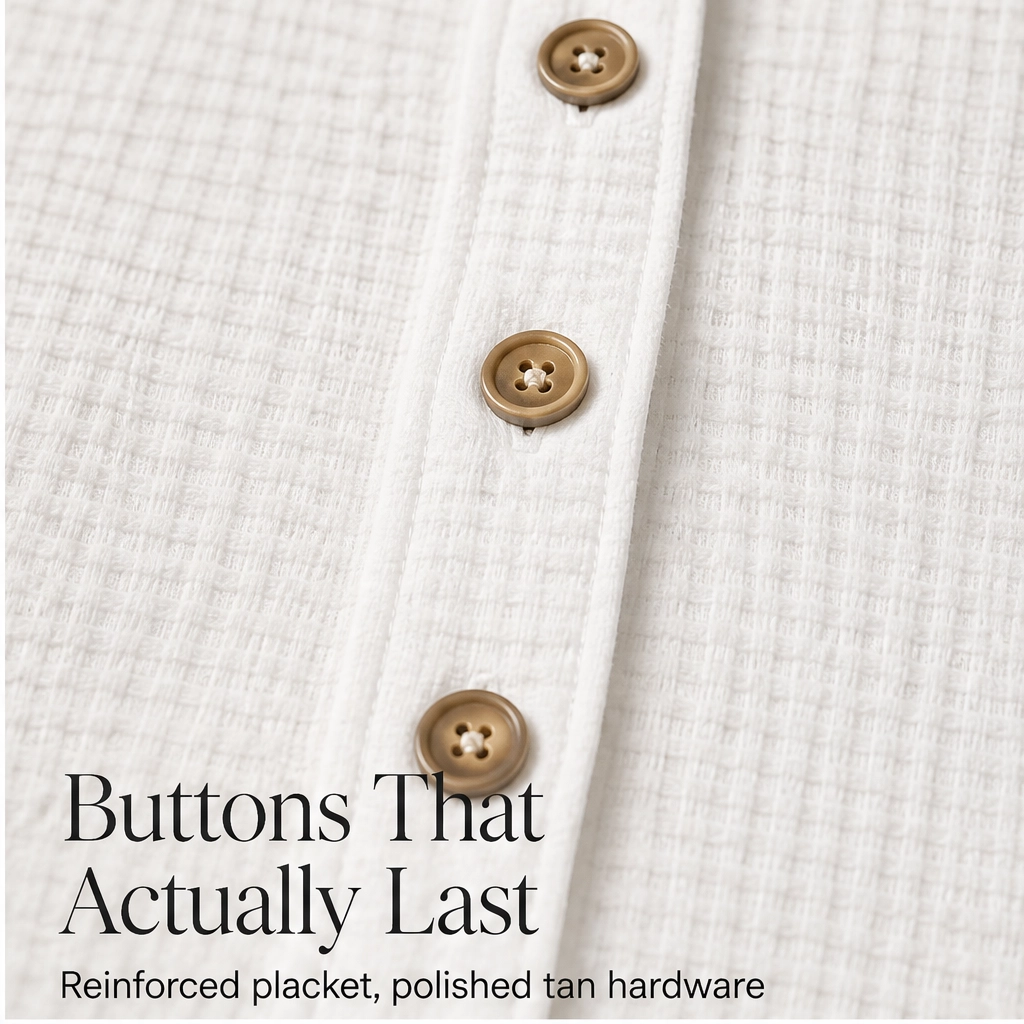 Saltaire™ – Textured Gauze Button-Up Shirt &amp; High-Waisted Shorts 2-Piece Set + 50% OFF