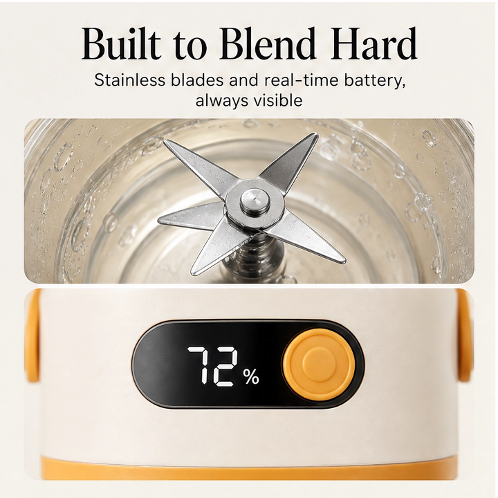 Bloomvolt™ – 1000mL Cordless Smoothie Blender with 18,000 RPM Motor &amp; Smart Battery Display + 50% OFF