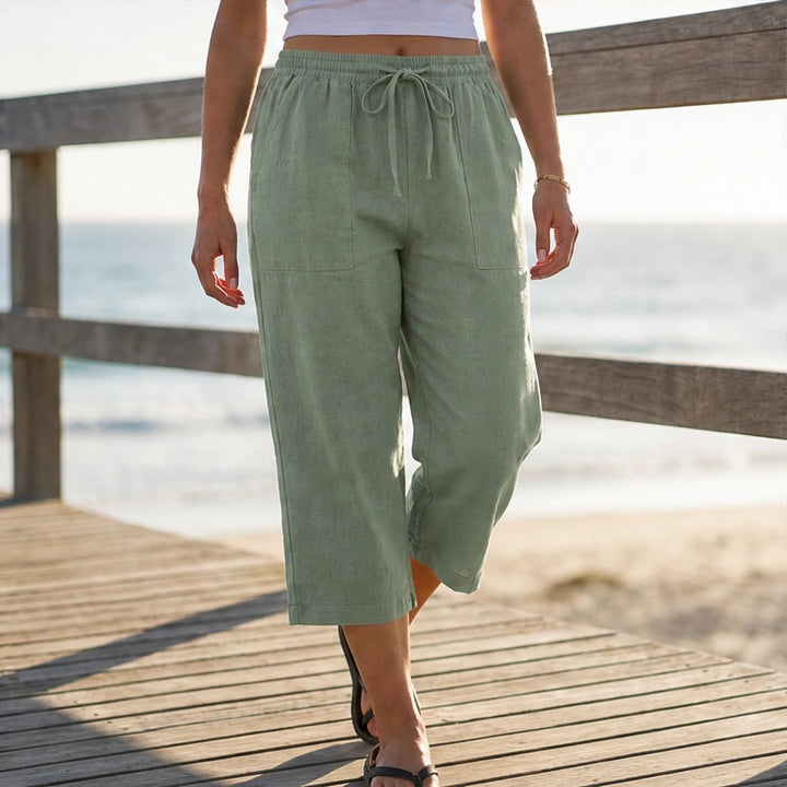 Willowdrift™ – Breezy Cotton-Linen Wide-Leg Cropped Pants + 50% OFF