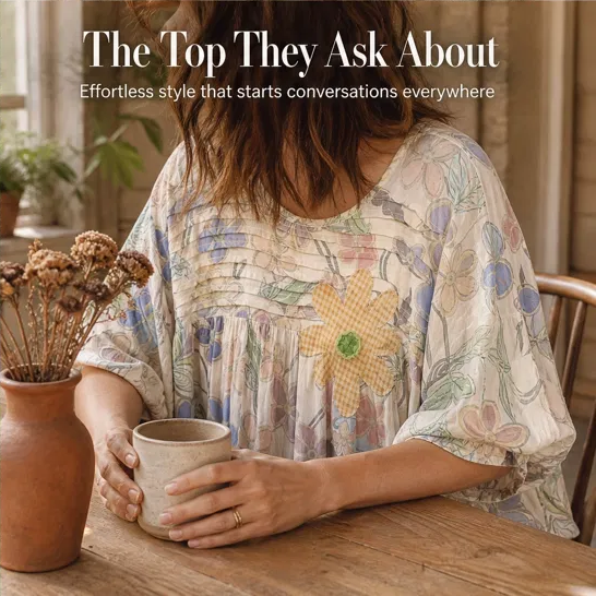 Meadowlark™ – Pleated Yoke Floral Puff-Sleeve Blouse + 50% OFF