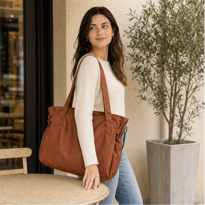 Ashcroft™ – Water-Resistant Oxford Lay-Flat Shoulder Tote + 50% OFF