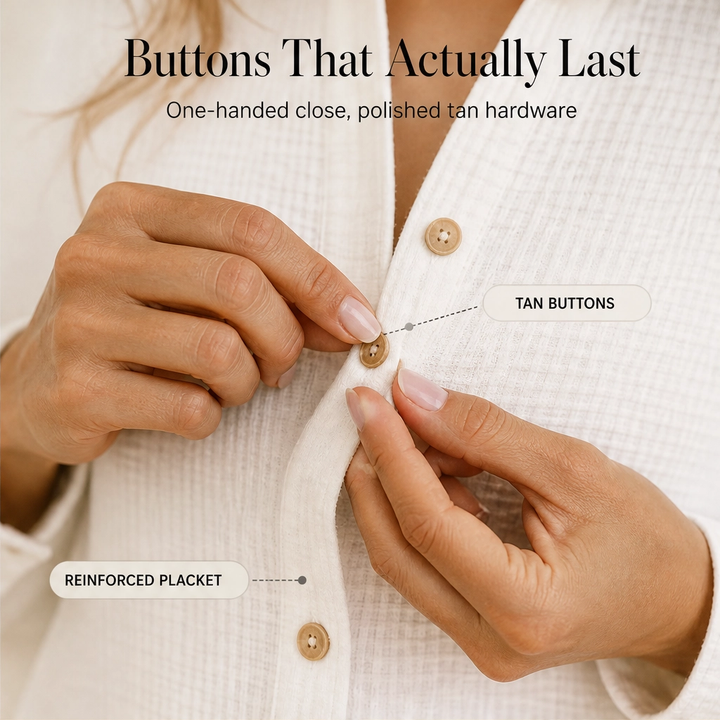 Saltaire™ – Textured Gauze Button-Up Shirt &amp; High-Waisted Shorts 2-Piece Set + 50% OFF