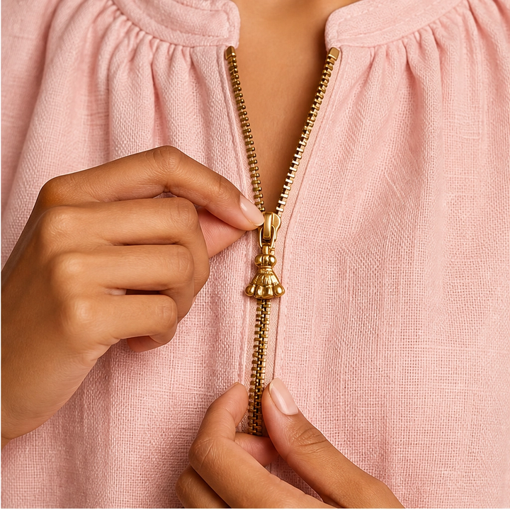 Linfold™ – Drape-Soft 2-Piece Set with Gold Zip &amp; Wide-Leg Pants + 50% OFF
