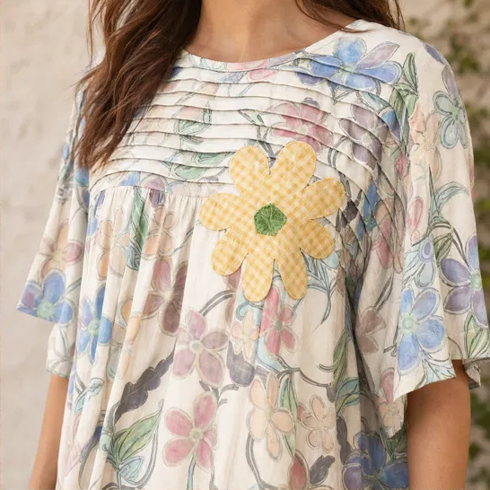 Meadowlark™ – Pleated Yoke Floral Puff-Sleeve Blouse + 50% OFF