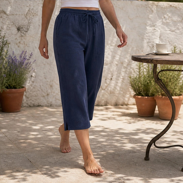 Willowdrift™ – Breezy Cotton-Linen Wide-Leg Cropped Pants + 50% OFF