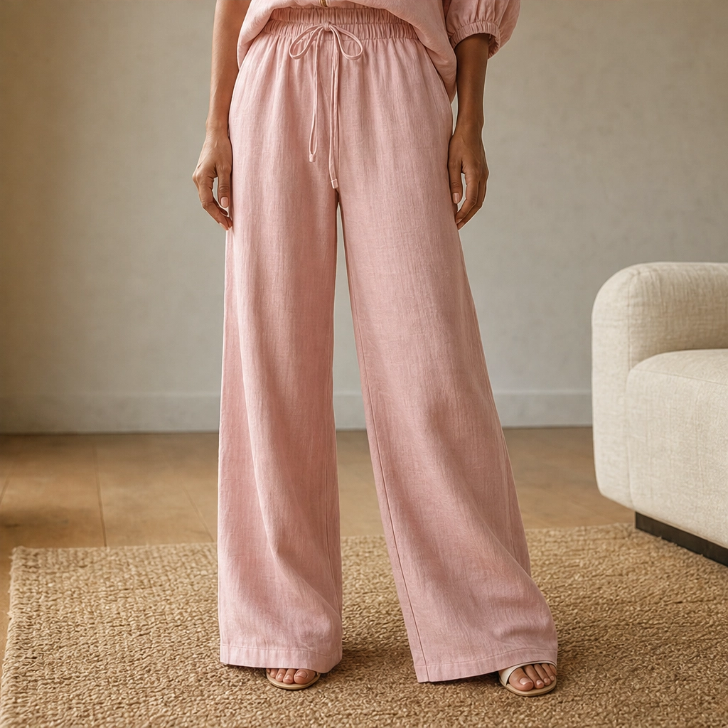 Linfold™ – Drape-Soft 2-Piece Set with Gold Zip &amp; Wide-Leg Pants + 50% OFF