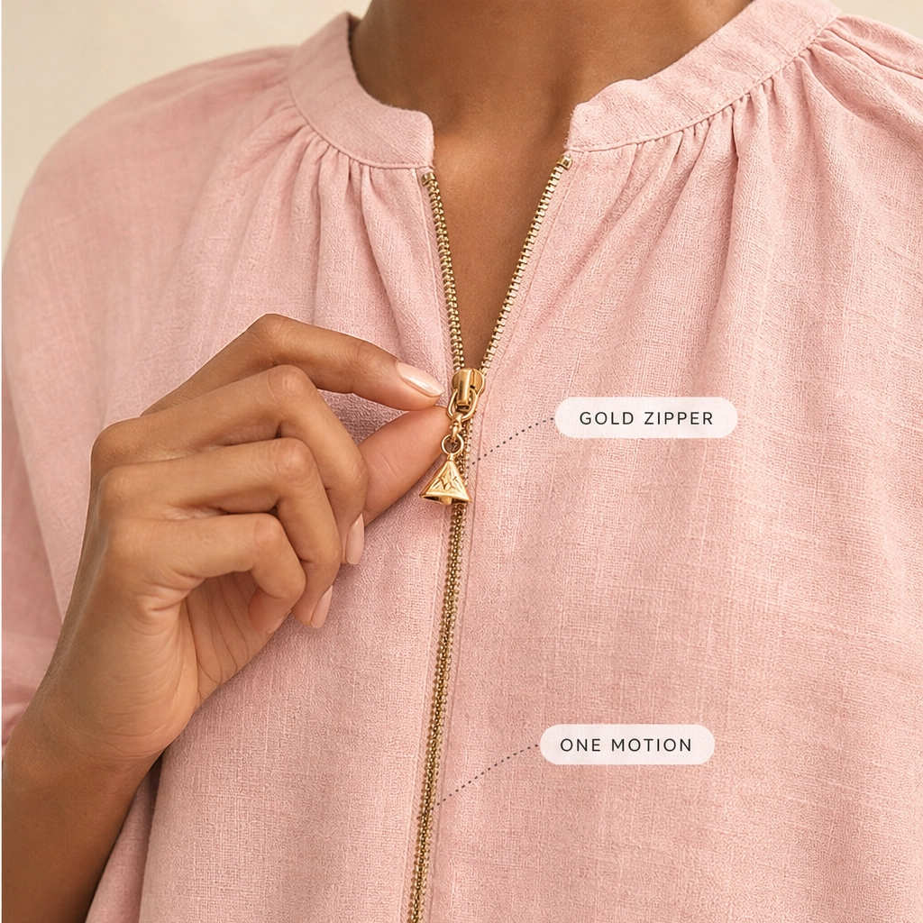 Linfold™ – Drape-Soft 2-Piece Set with Gold Zip &amp; Wide-Leg Pants + 50% OFF
