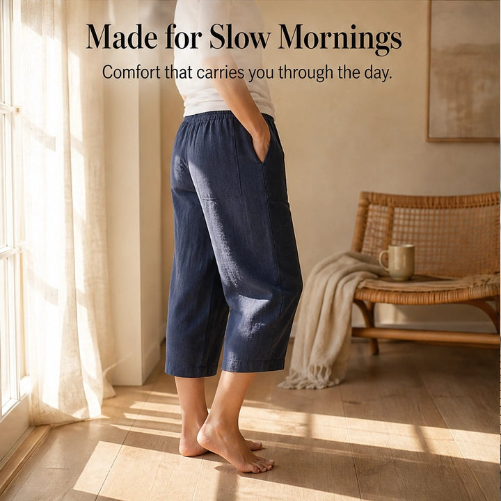 Willowdrift™ – Breezy Cotton-Linen Wide-Leg Cropped Pants + 50% OFF