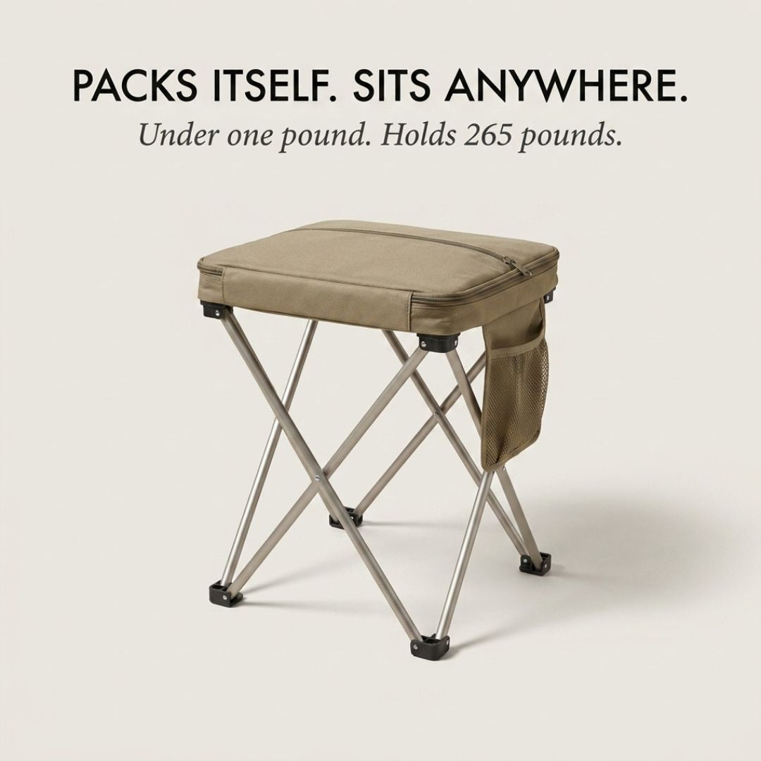 Perch™ – Ultralight Folding Stool with Built-In Carry Pouch &amp; Phone Pocket + 50% OFF