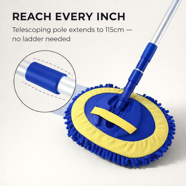 Streakless™ – Telescoping Aluminum Car Wash Mop with Dual Microfiber Head + 50% OFF