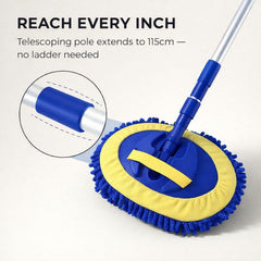 Streakless™ – Telescoping Aluminum Car Wash Mop with Dual Microfiber Head + 50% OFF