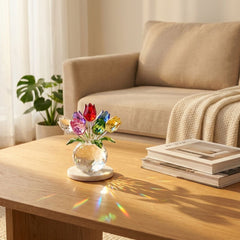 Facette™ – K9 Crystal Rose Flower Figurine with Vase, Eternal Gift Decor + 50% OFF