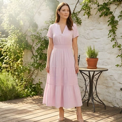 Willowmere™ – Smocked Waist Tiered Maxi Dress for Women | Fully Lined | Pockets + 50% OFF