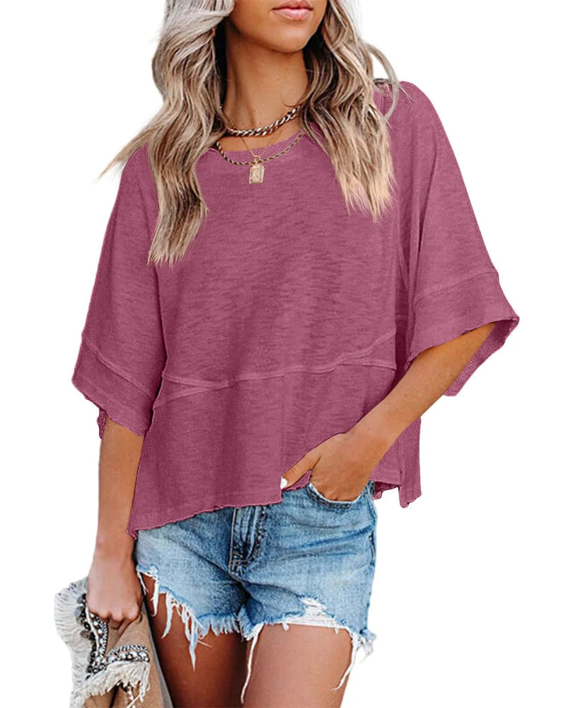 Willowdrift™ – Lightweight Batwing Crewneck Summer Tee + 50% OFF