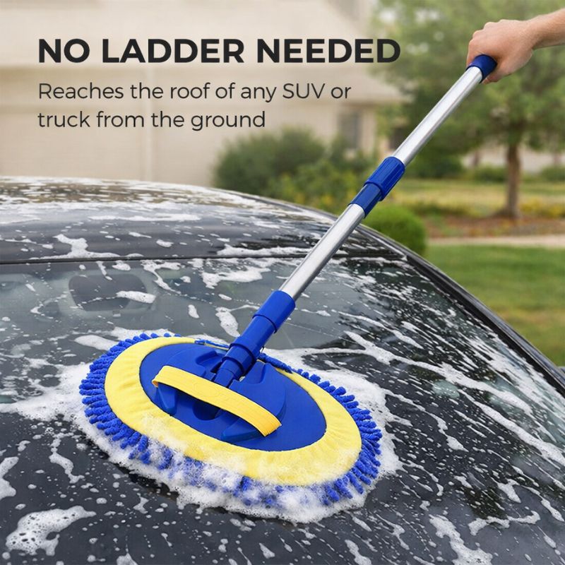 Streakless™ – Telescoping Aluminum Car Wash Mop with Dual Microfiber Head + 50% OFF