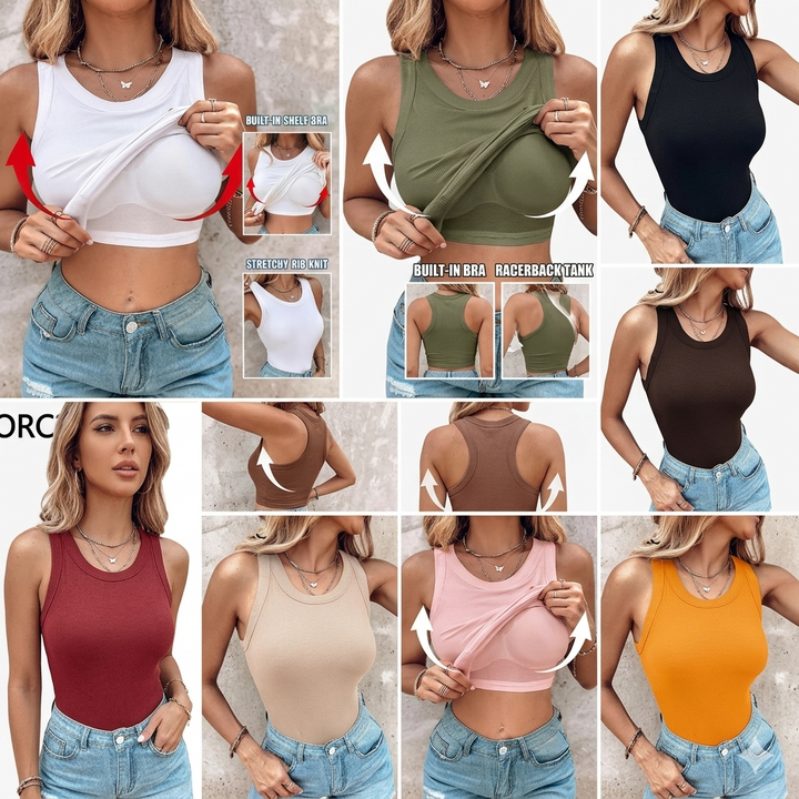 Ribelle™ – Ribbed Knit Tank Top with Built-In Bra Support + 50% OFF