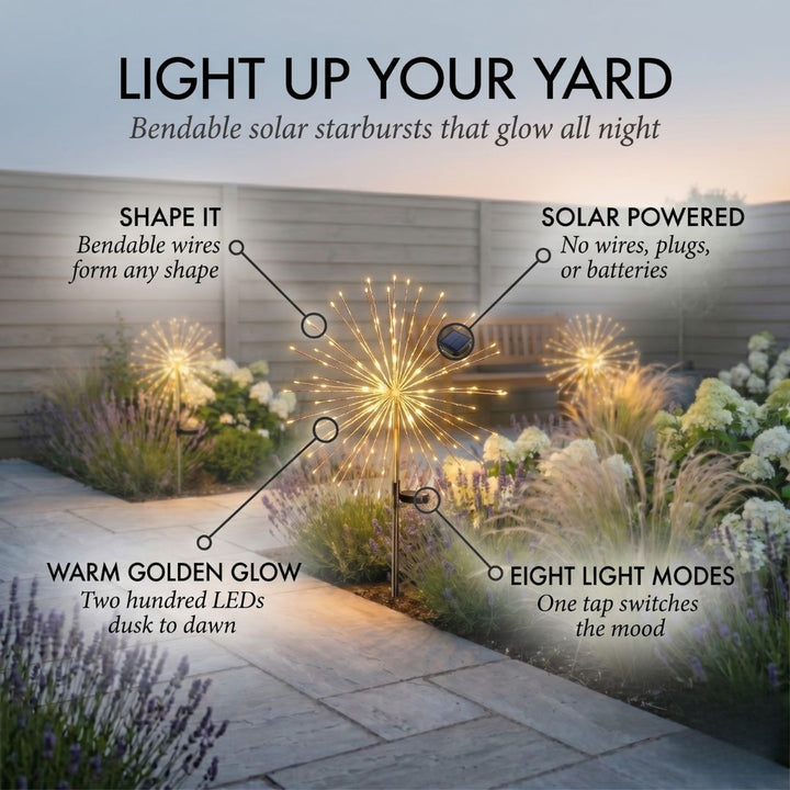 Ember &amp; Bloom™ – Solar Bendable Starburst Garden Lights + 50% OFF