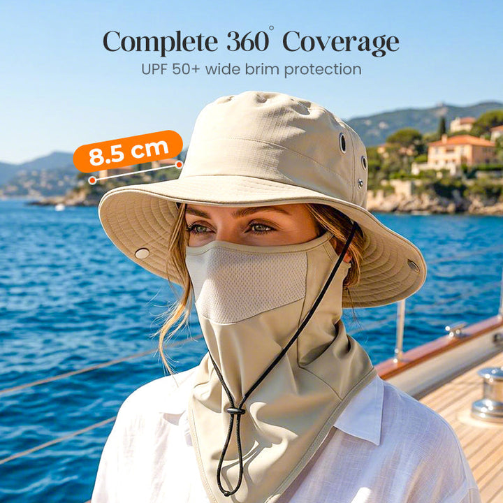 Shadecraft™ – UPF 50+ 360° Coverage Bucket Hat with Detachable Face Cover &amp; Neck Flap + 50% OFF