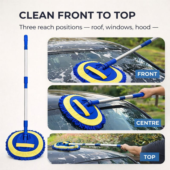 Streakless™ – Telescoping Aluminum Car Wash Mop with Dual Microfiber Head + 50% OFF