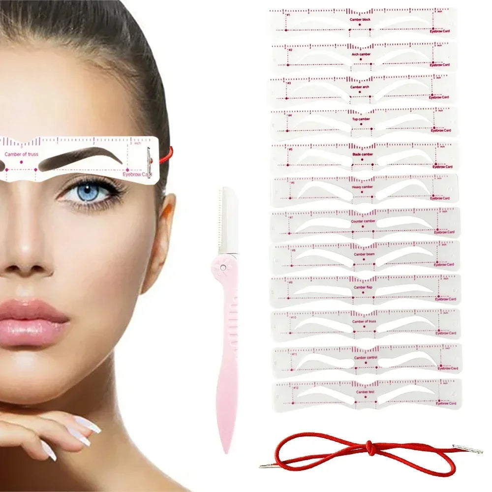 Browette™ – 12-Style Reusable Eyebrow Shaping Stencil Kit with Elastic Fix-Band + 50% OFF