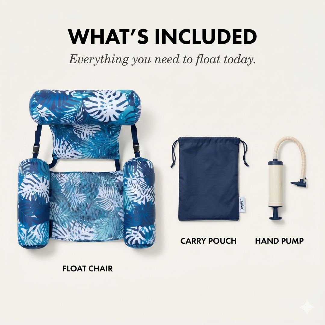 Dryft™ – 3-Pillow Reclining Pool Float Chair with Adjustable Straps + 50% OFF