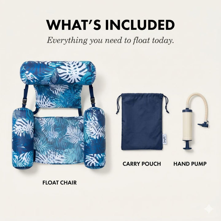 Dryft™ – 3-Pillow Reclining Pool Float Chair with Adjustable Straps + 50% OFF