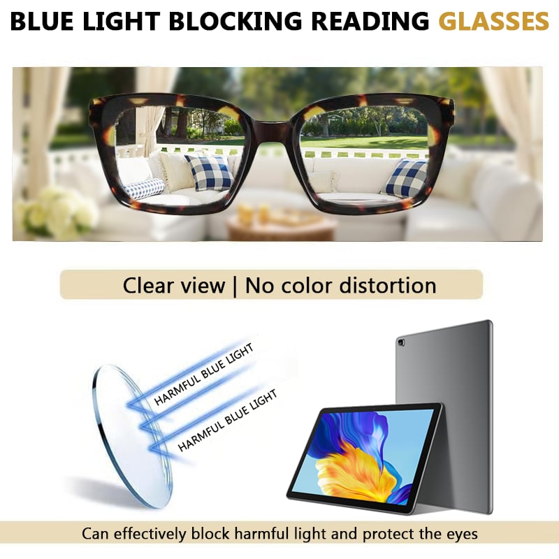 Foclair™ – Oversized Square Blue Light Blocking Reading Glasses + 50% OFF
