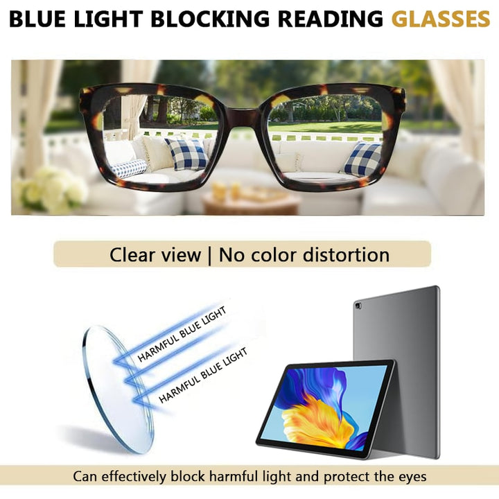 Foclair™ – Oversized Square Blue Light Blocking Reading Glasses + 50% OFF
