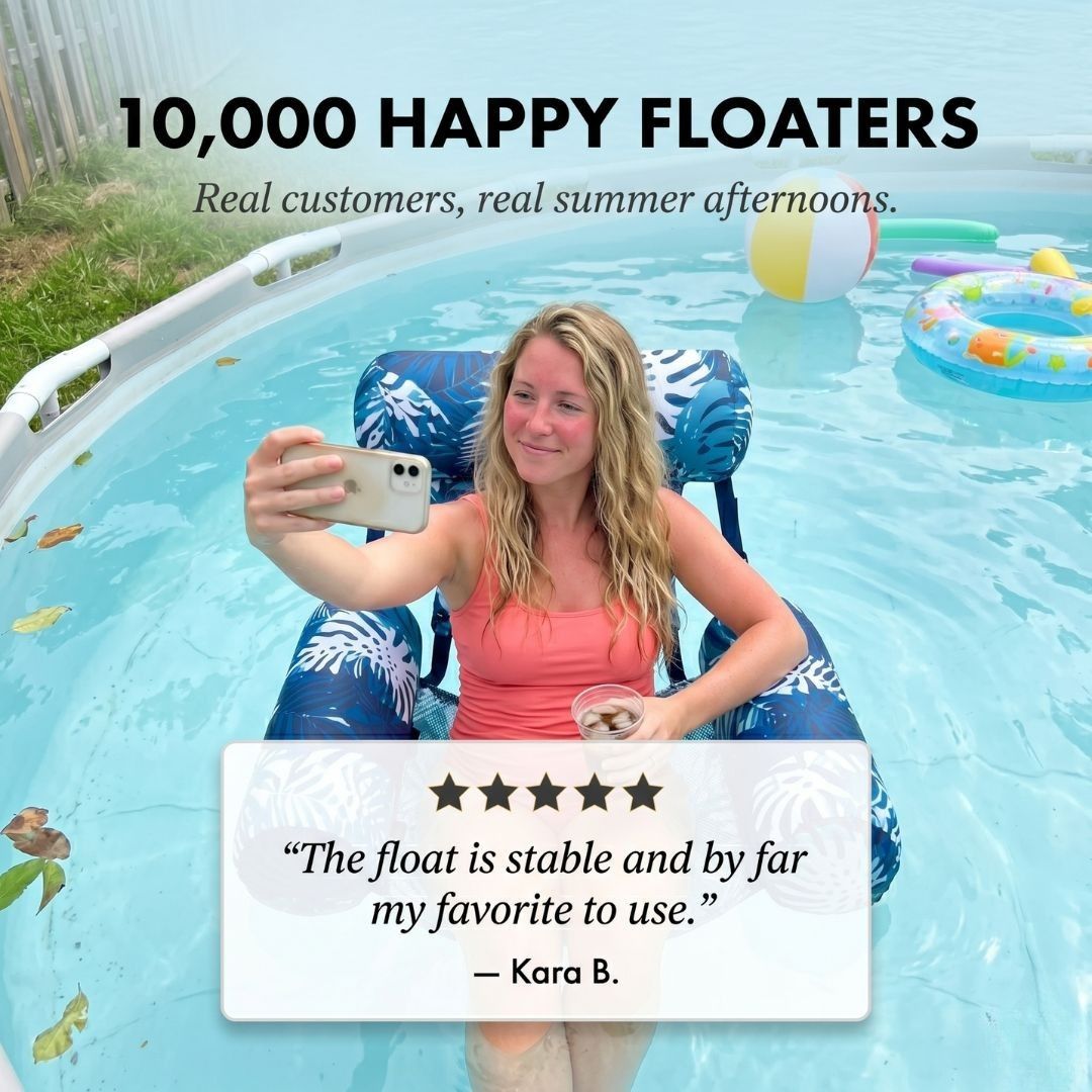 Dryft™ – 3-Pillow Reclining Pool Float Chair with Adjustable Straps + 50% OFF