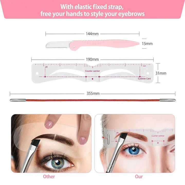 Browette™ – 12-Style Reusable Eyebrow Shaping Stencil Kit with Elastic Fix-Band + 50% OFF