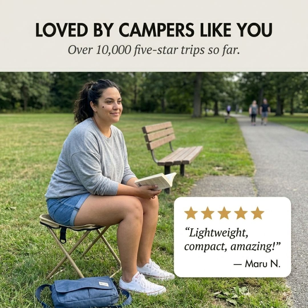 Perch™ – Ultralight Folding Stool with Built-In Carry Pouch &amp; Phone Pocket + 50% OFF