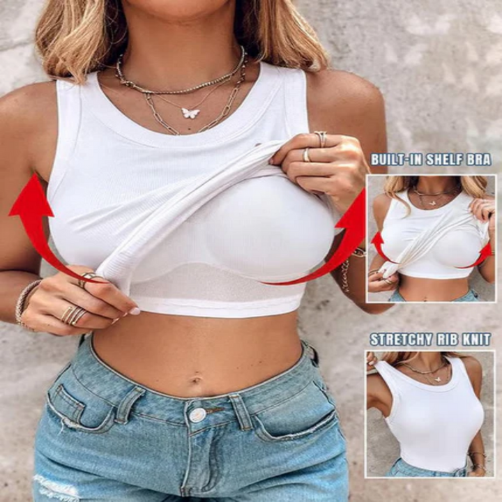 Ribelle™ – Ribbed Knit Tank Top with Built-In Bra Support + 50% OFF