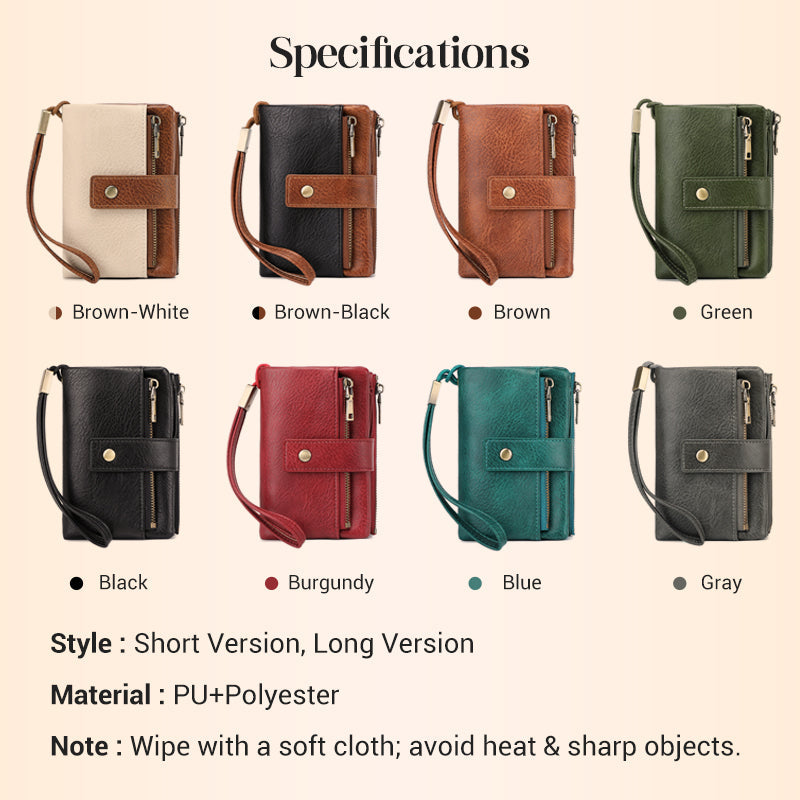 Mayfold™ – Slim RFID-Blocking Bifold Leather Wallet with Wristlet &amp; 17 Card Slots + 50% OFF