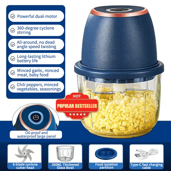 Mincely™ – Cordless One-Button Mini Electric Garlic Chopper &amp; Food Mincer + 50% OFF