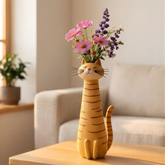 Bloomwhisk™ – Whimsical Cat Flower Vase Figurine | Hand-Painted Resin | Cat Lover Gift + 50% OFF