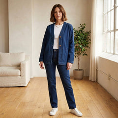 Hemcroft™ – Oversized V-Neck Button-Front Women's Denim Jacket + 50% OFF