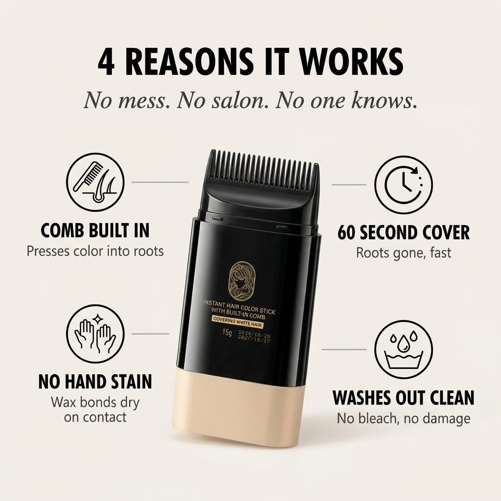Ashveil™ – Instant Gray Root Cover Stick with Built-In Comb + 50% OFF