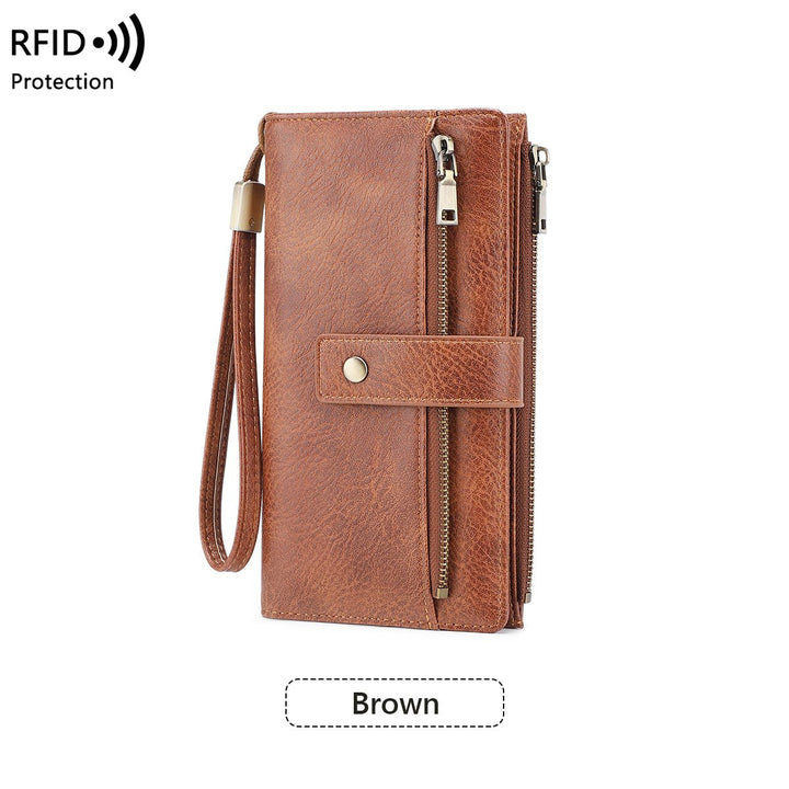 Mayfold™ – Slim RFID-Blocking Bifold Leather Wallet with Wristlet &amp; 17 Card Slots + 50% OFF