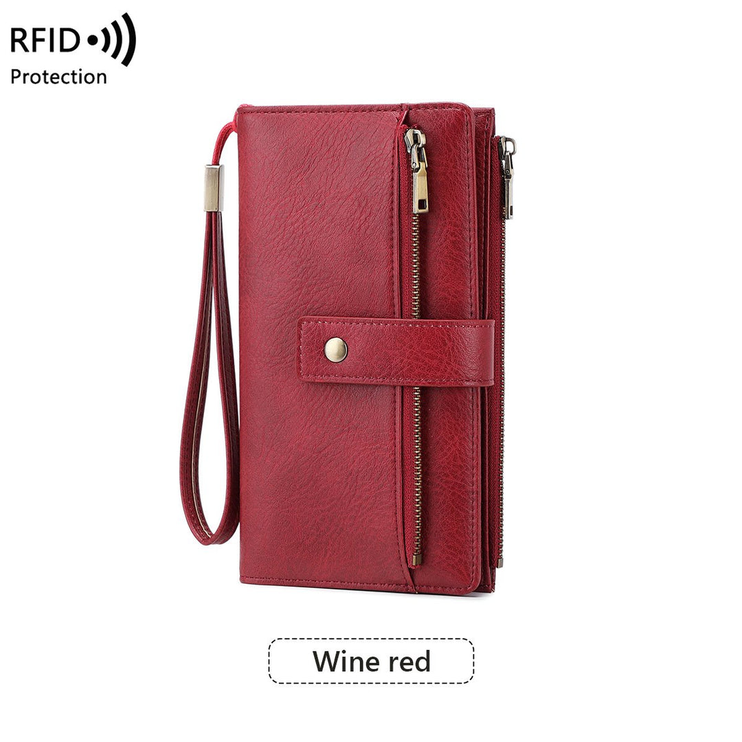 Mayfold™ – Slim RFID-Blocking Bifold Leather Wallet with Wristlet &amp; 17 Card Slots + 50% OFF
