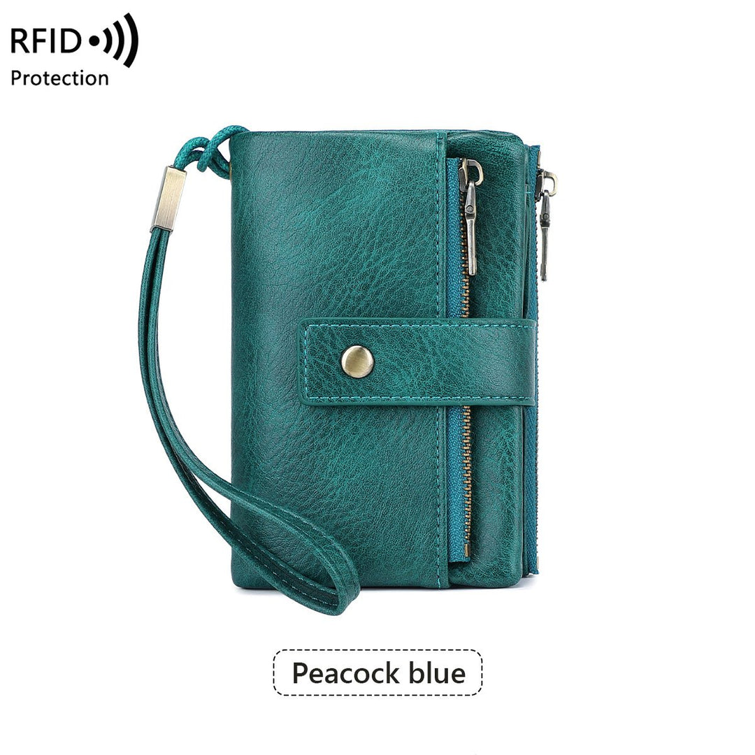 Mayfold™ – Slim RFID-Blocking Bifold Leather Wallet with Wristlet &amp; 17 Card Slots + 50% OFF