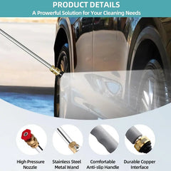 HydroLance™ – Dual-Nozzle High-Pressure Wand for Garden Hose | Stainless Steel & Brass | Car & Patio Cleaner + 50% OFF