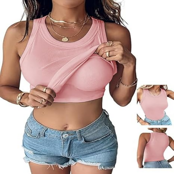Ribelle™ – Ribbed Knit Tank Top with Built-In Bra Support + 50% OFF