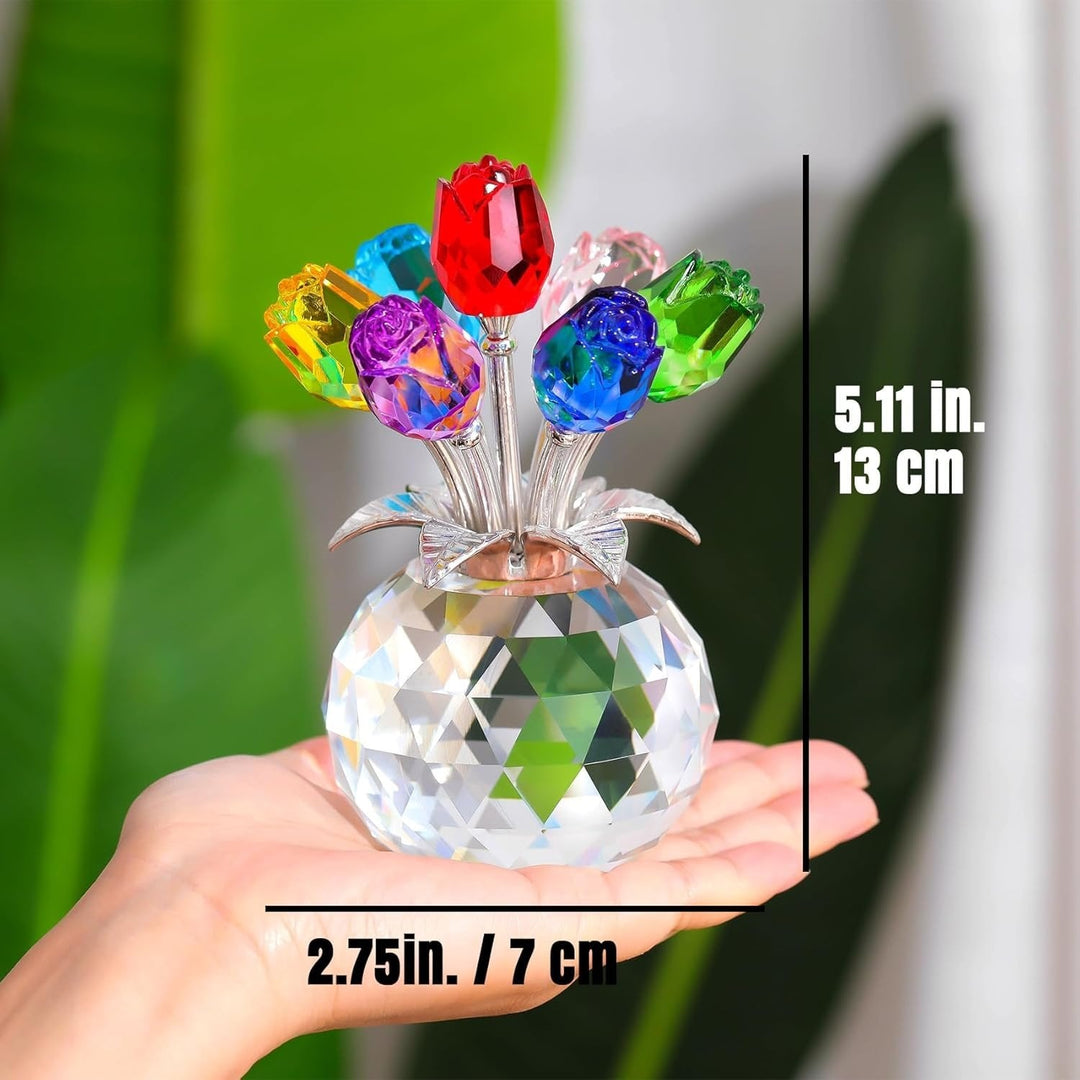 Petalune™ – Hand-Cut Crystal Rose Bouquet Figurine with Faceted Vase + 50% OFF
