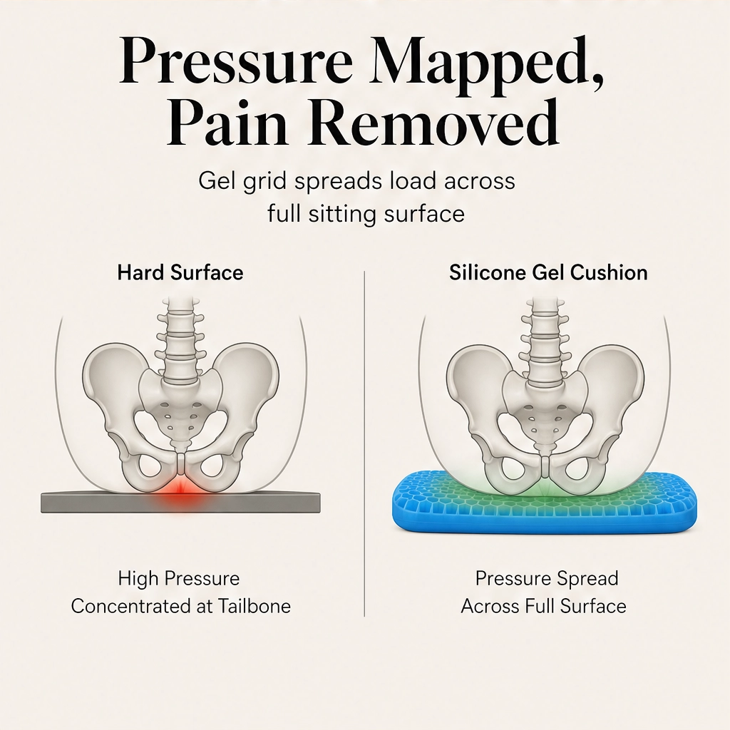 Cradlewell™ – Double-Layer Gel Seat Cushion for All-Day Pressure &amp; Pain Relief + 50% OFF