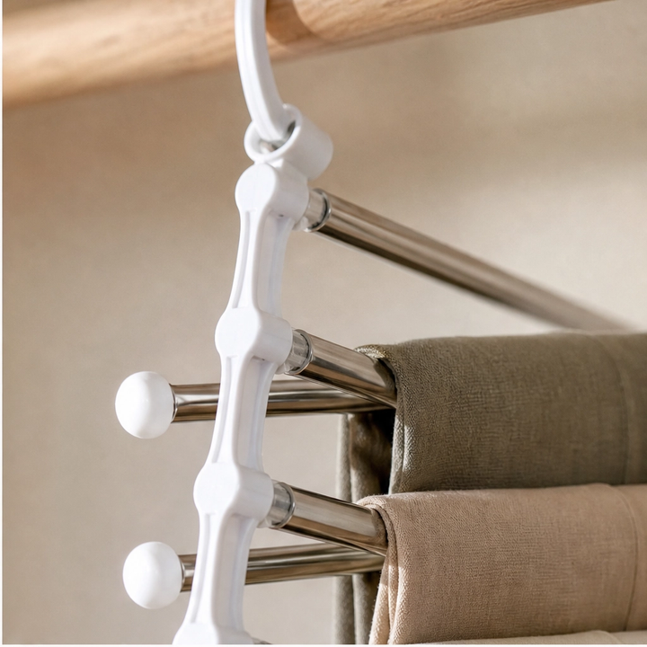 Alcove™ – 5-Tier Foldable Pants Hanger with Stainless Steel Bars + 50% OFF