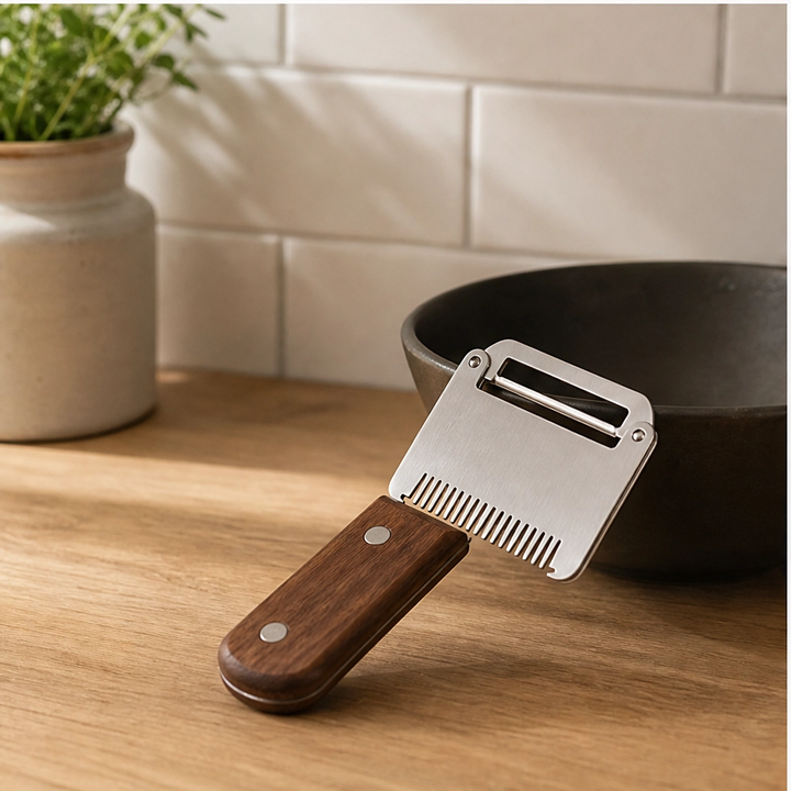 Hearthen™ – 3-in-1 Stainless Steel Scallion Shredder, Peeler &amp; Bottle Opener with Wood Handle + 50% OFF